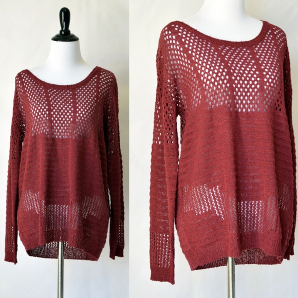The Korner Sweaters - NWT The Korner Long Sleeve Loose Wine Knit Top